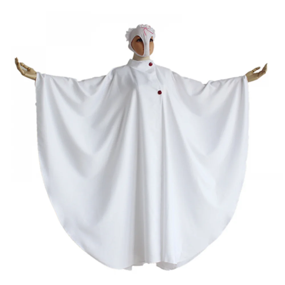 

Anime Sox Ayame Kajou Cosplay Costume Women White Long Cloak Button Stand Collar Cape Mask Set Comic Con Halloween Carnival