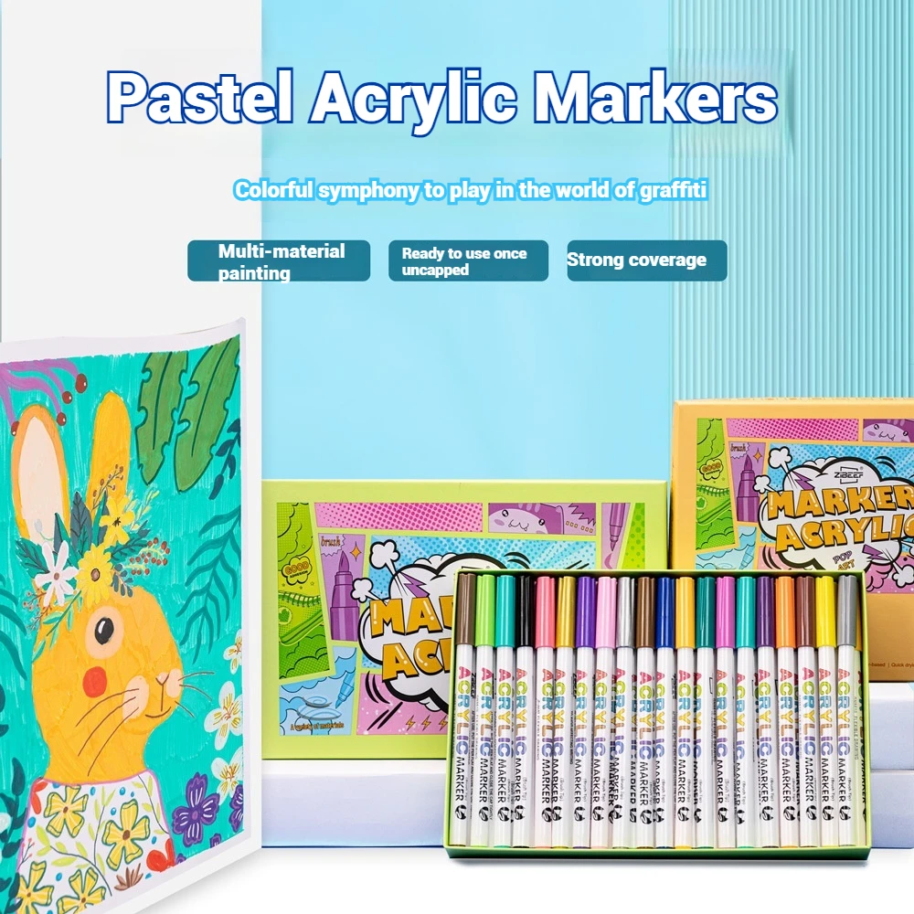 

18-84 Colors Acrylic Paint Markers Press Type Quick Dry Water-Resistant Set - Summer DIY Craft Art Supplies for Kids Artists