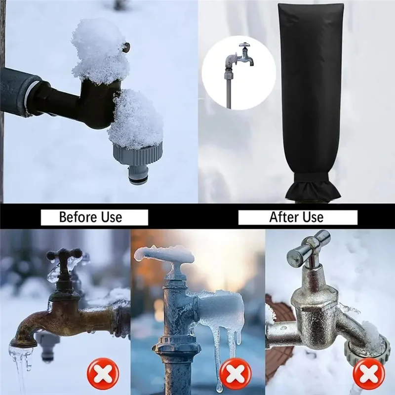 75STO-cubiertas para babero de manguera, calcetines con pechera para manguera de agua, cubiertas para grifos negros para exteriores para invierno, suministros de cobertura de tuberías resistentes e impermeables