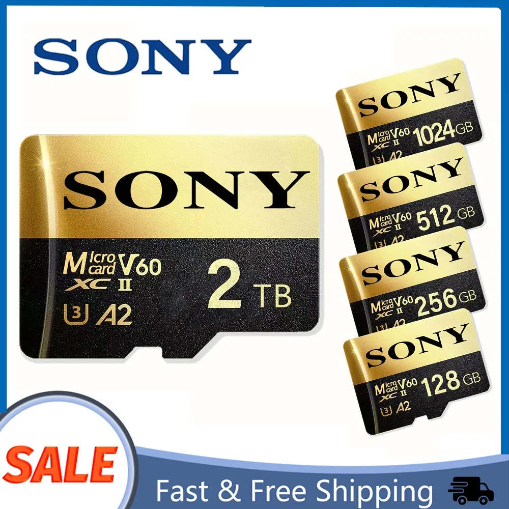 SONY-Carte mémoire micro SD haute vitesse, 2 To, 128 Go, 256 Go, 512 Go, C10 TF, carte flash pour téléphone Xiaomi, appareil photo, table, PC