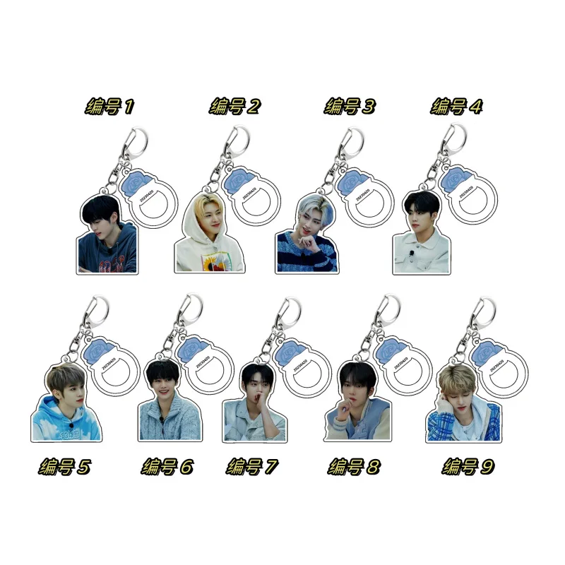 9 Stuks Kpop Zerobaseone Figuur Lichtstok Acryl Sleutelhanger Zb1 Hanbin Ricky Jiwoong Yujin Matthew Sleutelhangers Hanger Fans Geschenken