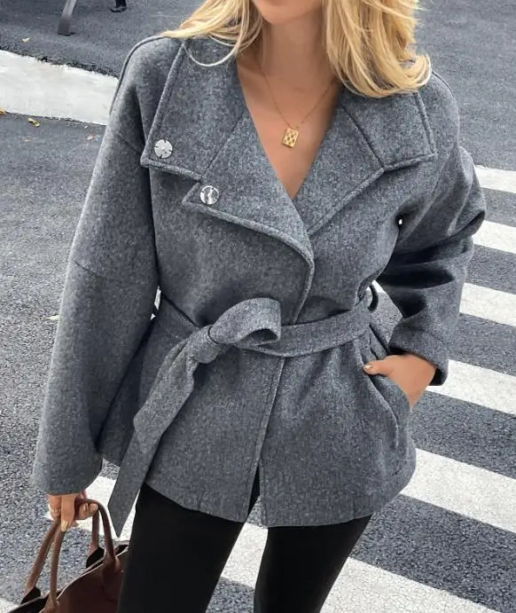 

Elegant Long Sleeved Women's Suit Jacket Lace-Up Small 2025 Autumn Winter Fashionable Clothing for Stylish Women