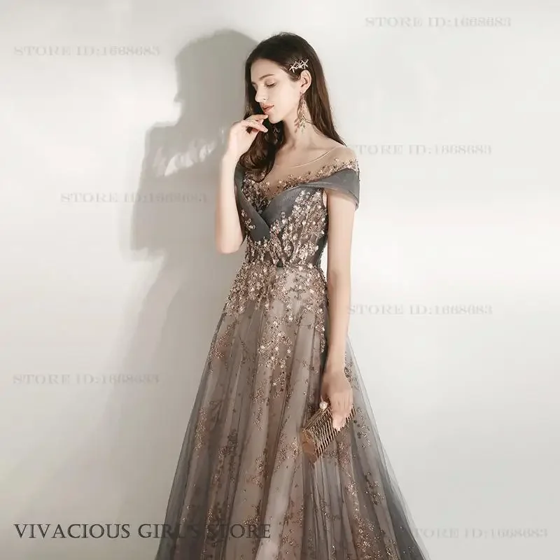 Sexy Hollow Out Mesh Prom Dress Maxi Dress Celebrity Banquet Female Evening Party Dress Sparkling Floor Length Robe De Soiree