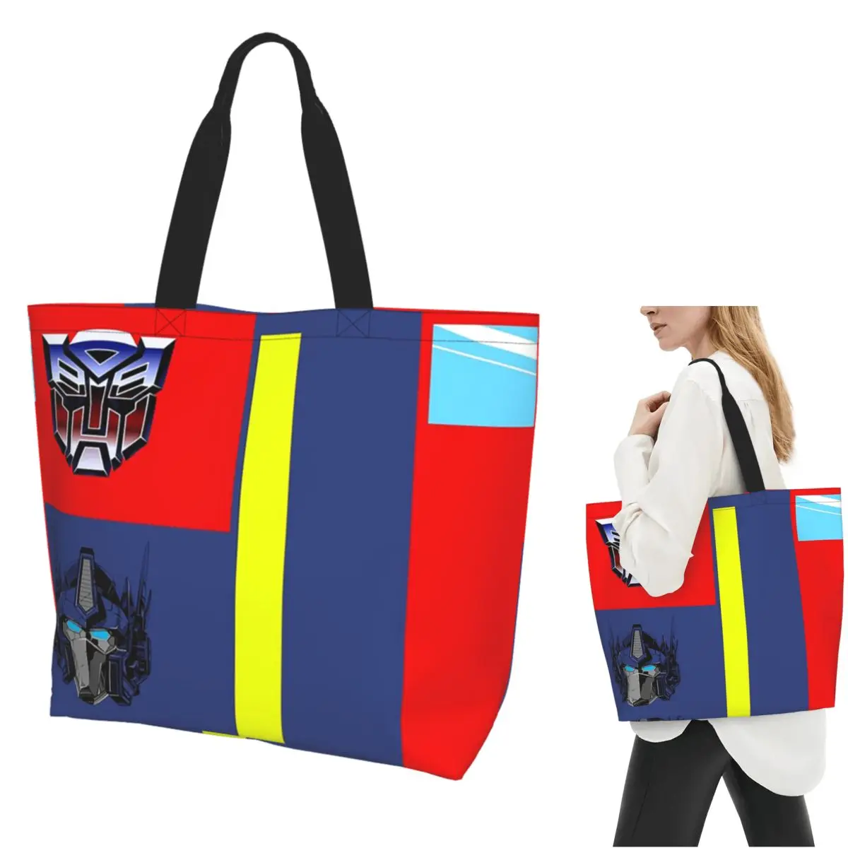 

Autobots Prime Bag Shopping Tote Bag Canvas Large Capacity Shoulder Bags Shopper Grocery Handbag for Women