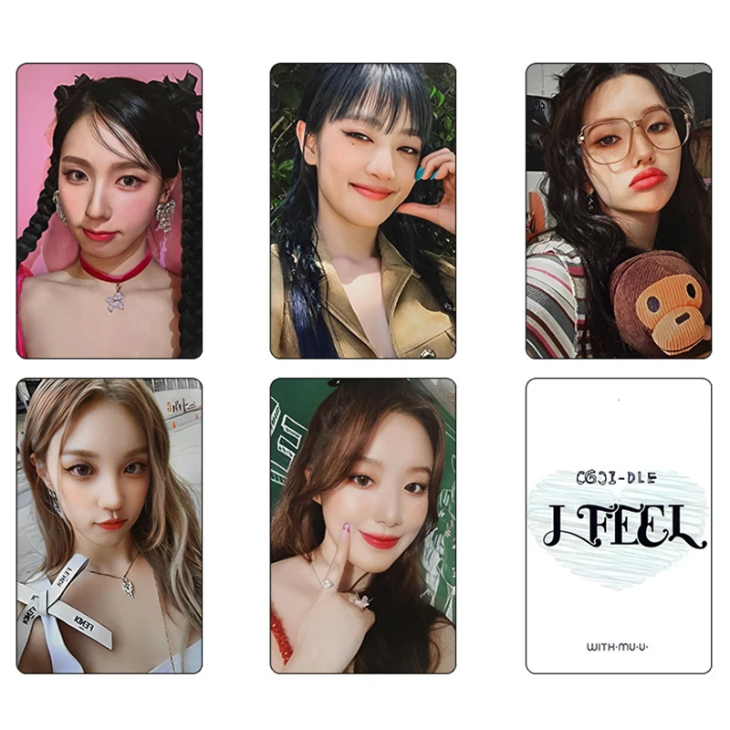 Tarjetas fotográficas Kpop Gidle, tarjetas Lomo de doble cara, impresión HD para regalo de colección de fanáticos, nuevo álbum, 5 piezas por juego