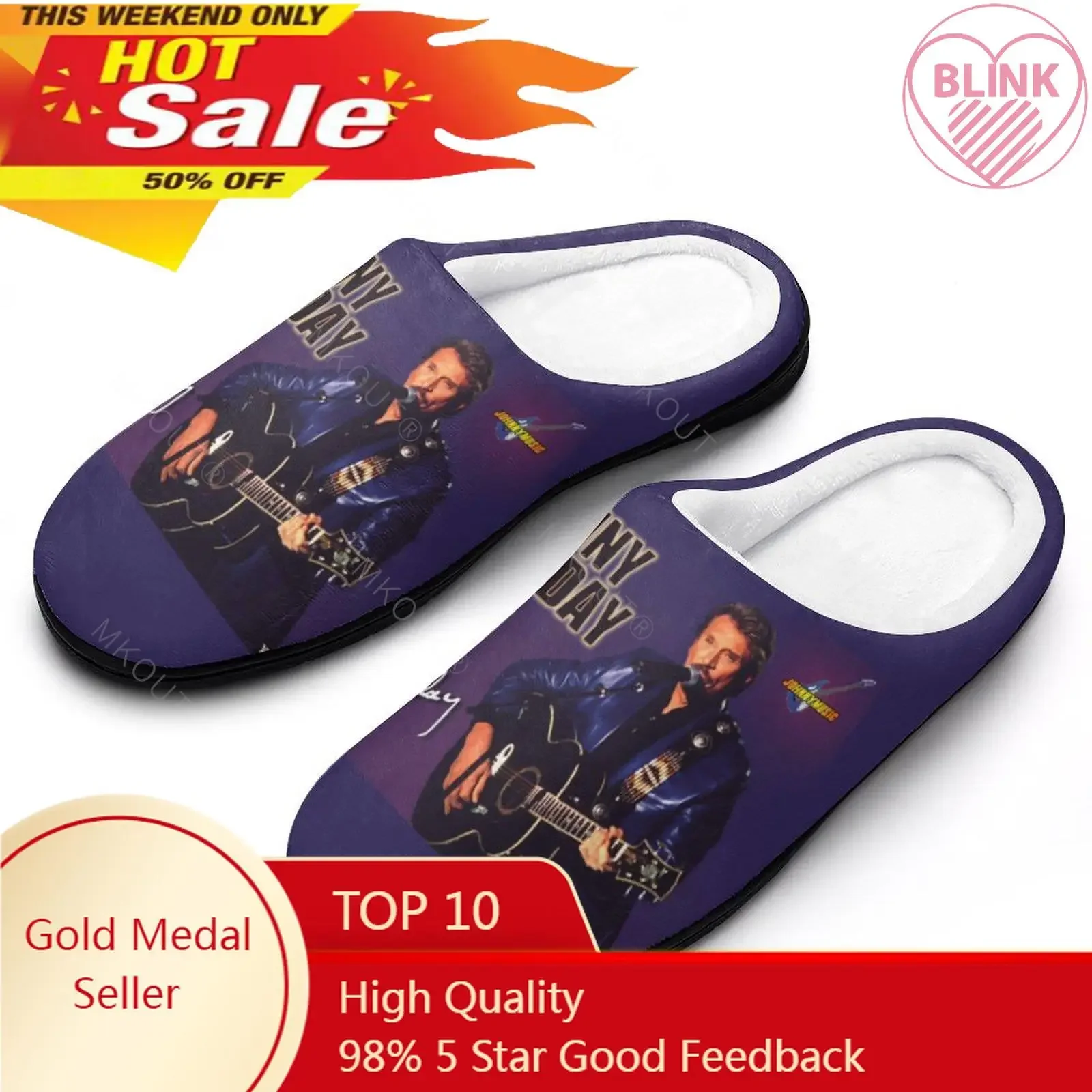 Winter Warm Slippers Johnny Hallyday 6 Men Women Cotton Slides Non-Slip Couple Home  Flat Loafer PantofoleAnime Shoes