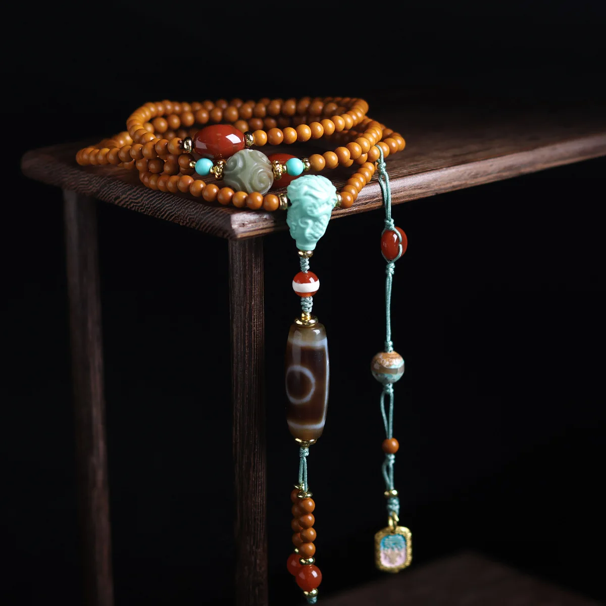 Multi Wrap Olive Pit Bracelet with Tibetan Dzi Bead South Red Agate Magnesite Turquoise Beaded Jewelry for Women Gifts