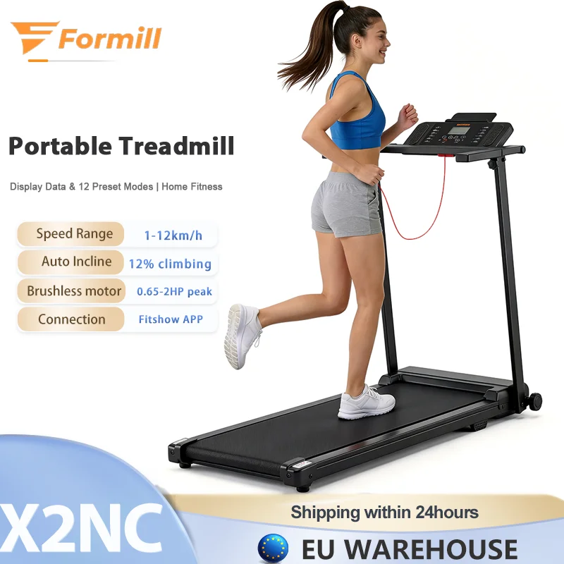 Esteira Residencial Formill X2NC 1-12km/h com Inclinação Manual, 12 Modos, Display e Aplicativo Fitshow, Motor de 0.65-2.0HP – Máquina de Exercício para Corrida
