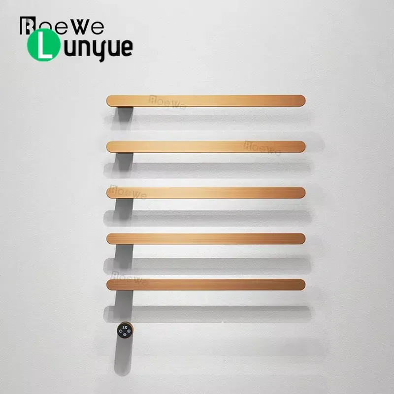 CE Certified PVD Surface Modern Wall Mounted Electric Towel Warmer Rack for Bathroom Heating Drying Shelf Home Decor