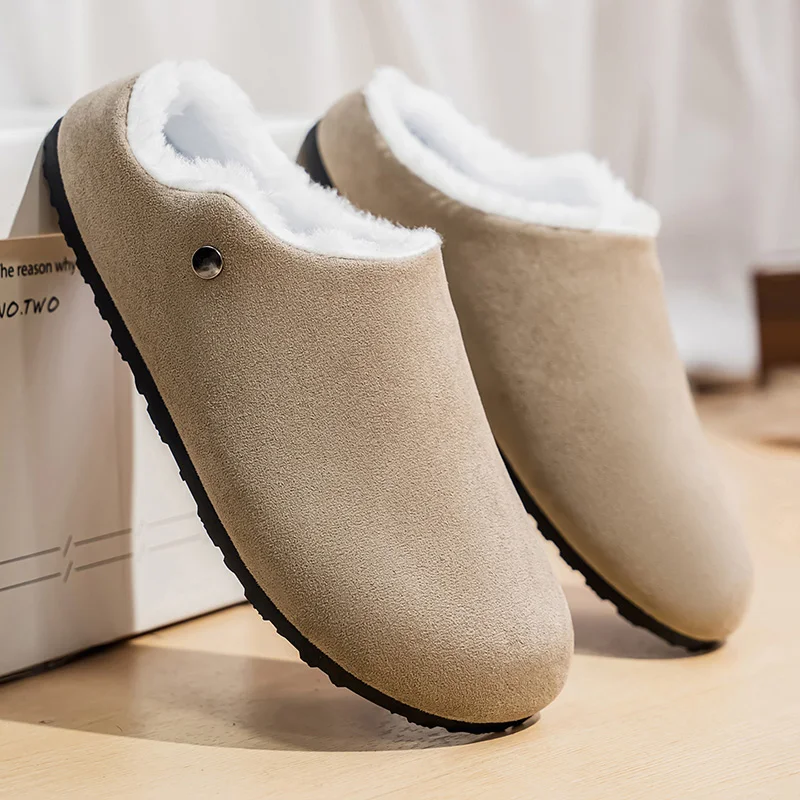 Winter Couple Cotton Slippers Indoor Thick Plush Warm House Shoes Non Slip Soft Sole Bedroom Footwear for Men Women