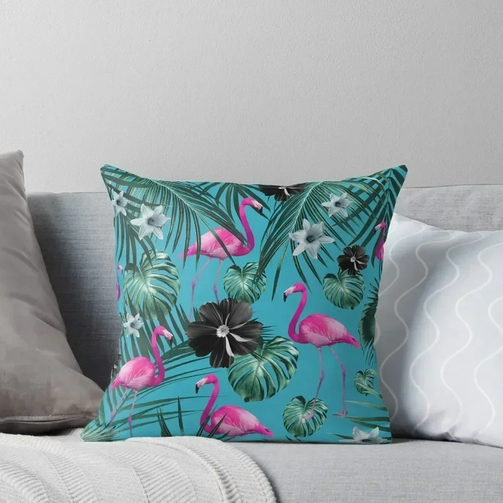 

Tropical Flamingo Flower Jungle #1 #tropical #decor #art Throw Pillow Sofa Decorative Covers pillow
