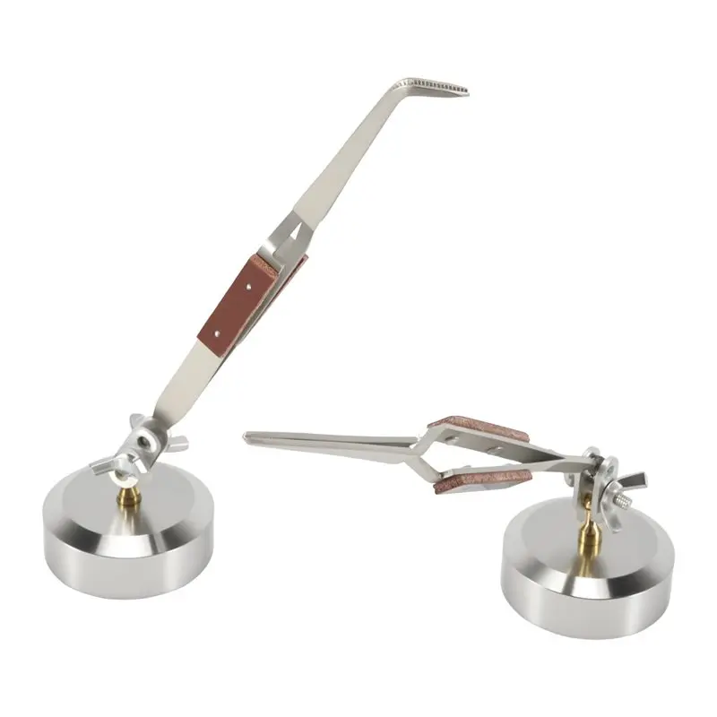 AB08-2 Piece Soldering Tweezers Set + Base 360° Rotation Fit For Jewelry Making, Welding, Repairing