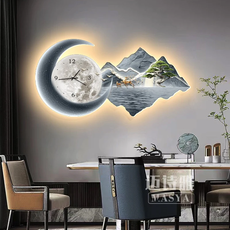 Big Size Art Mural Clock Wall Interior Minimalist Chinese Style Mechanism Wall Watch Fashion Orologio Da Parete Room Decorations