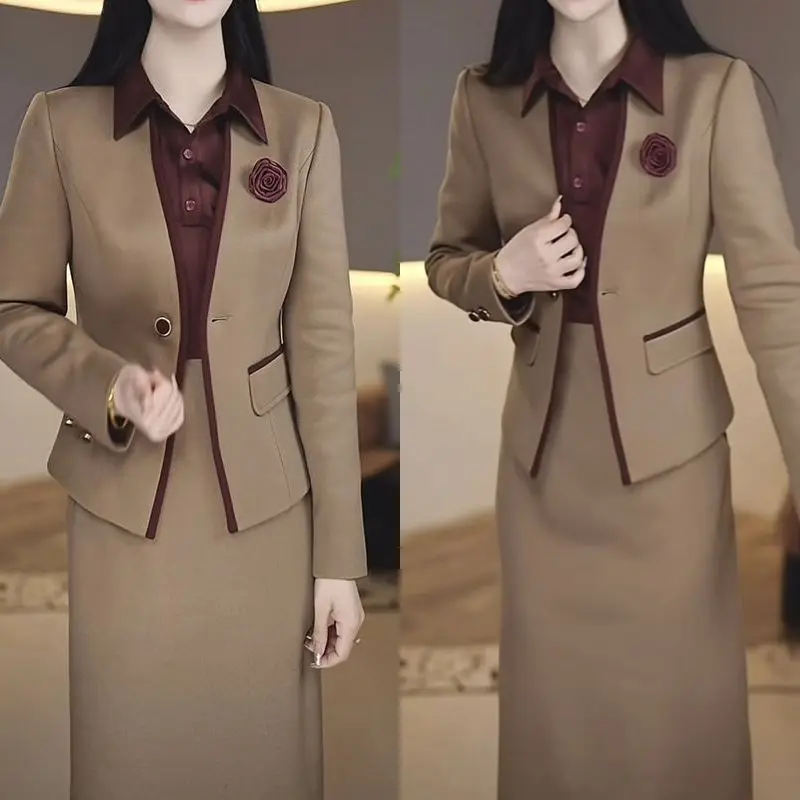 Abito da donna alla moda Primavera e autunno Nuova giacca da abito versione coreana Set da due pezzi da donna elegante