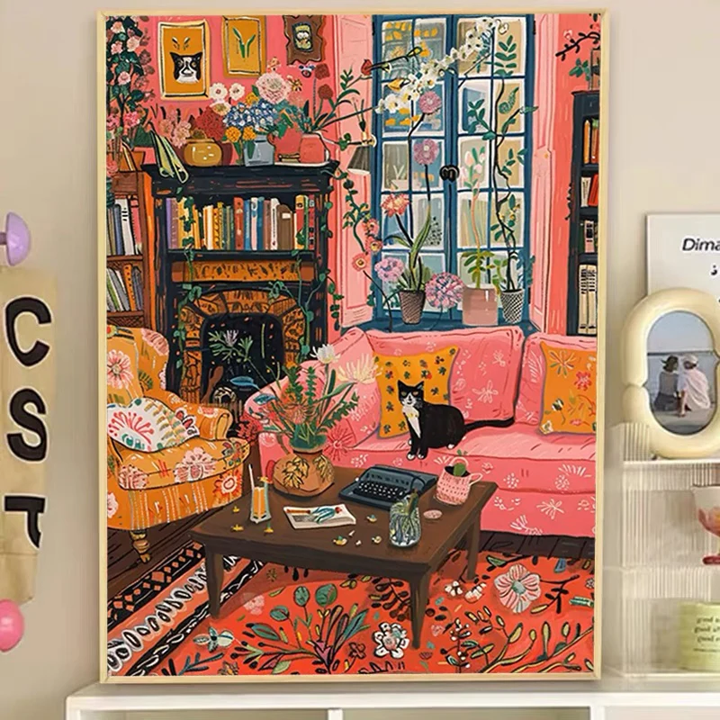 

Matisse Living Room Diamond Painting Handmade Warm Room Diamond Embroidery DIY Dot Sticker Brick Modern Simple Style