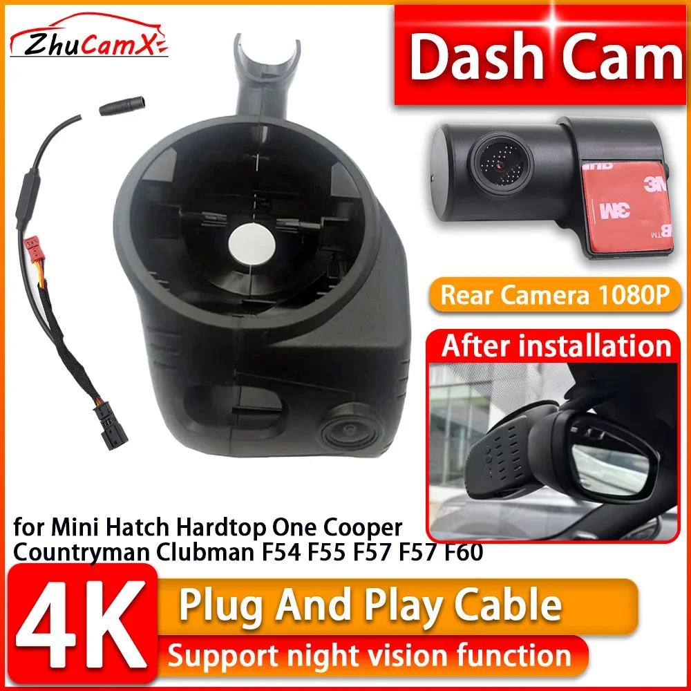 

Wiifi 4K Dash Cam for Mini Hatch Hardtop One Cooper Countryman Clubman F54 F55 F57 F57 F60 DVR Front Rear Camera Plug and Play