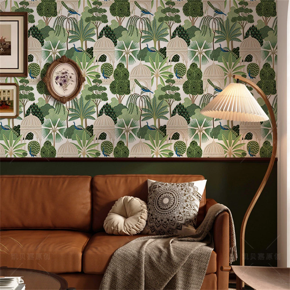 Custom American retro wallpapers for living room Southeast Asian Peacock wallpaper 3D bedroom sofa TV background Home Decoration