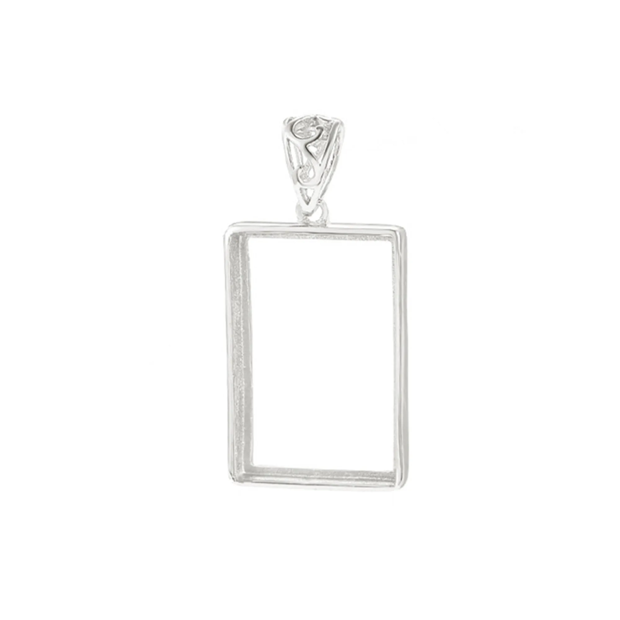 925 Silver Pendant Setting for 10x14mm/12x16mm/13x17mm/16x22mm/16x27mm/20x30mm Rectangle Cabochons SP0135