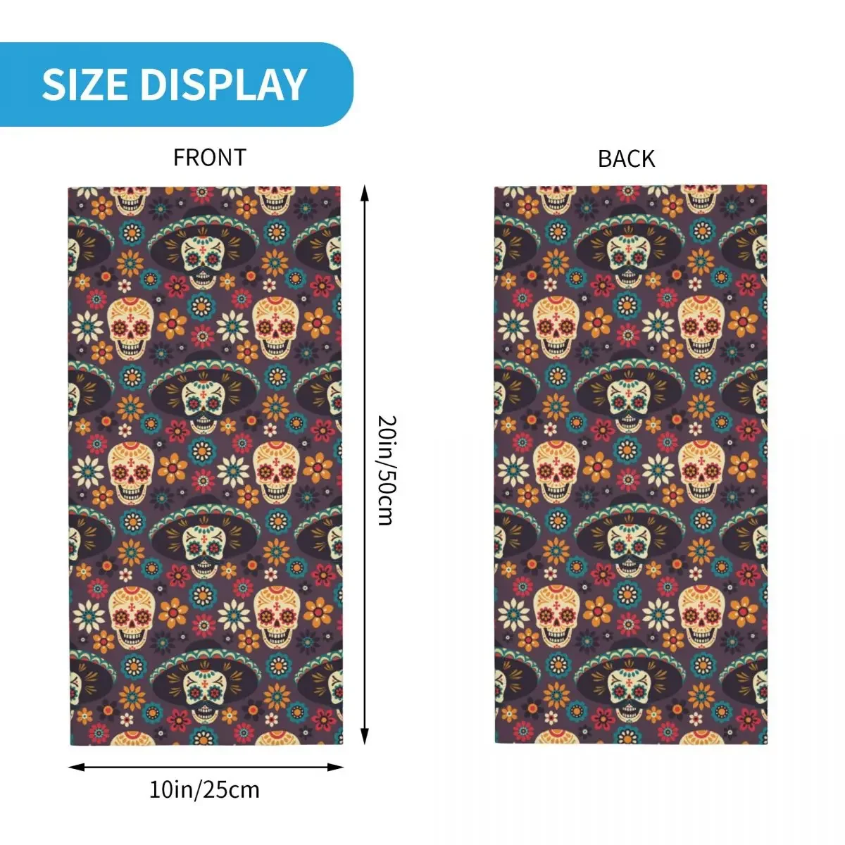 Sugar Skull Floral Bandana Neck Cover Printed Day of the Dead Halloween Mask Scarf Headband Hiking Unisex Adult Breathable