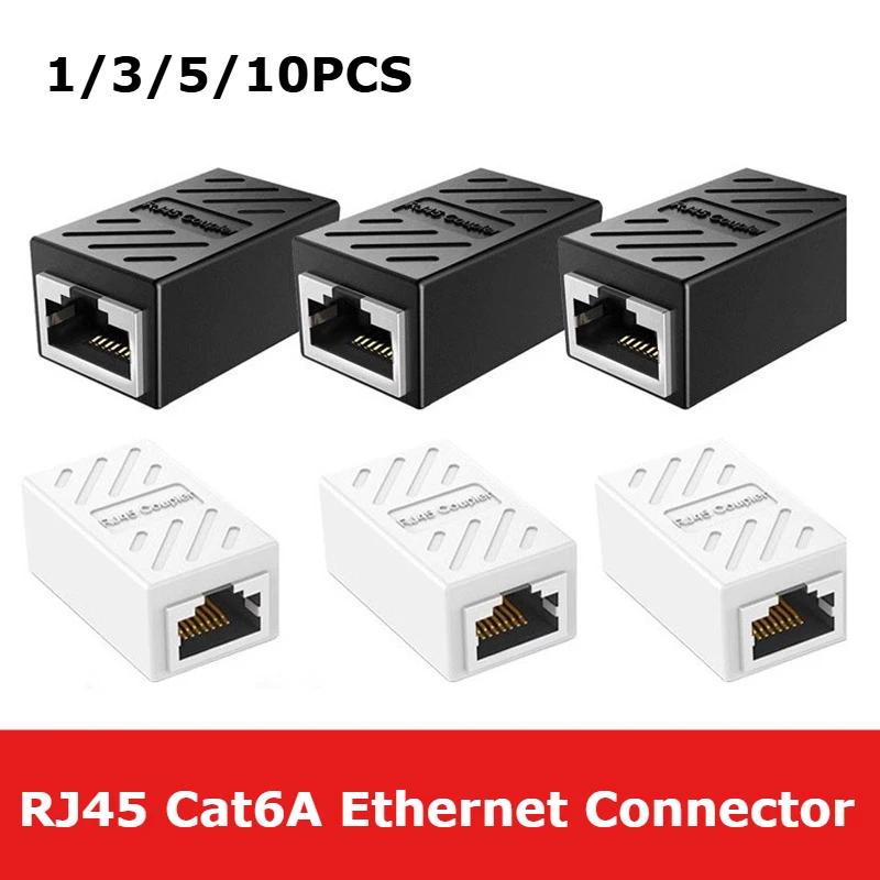 Cat6a RJ45 Ethernet Cable Straight-through Connector Broadband Network Dual-channel Crystal Head Adapter Coupler Shield Adapter