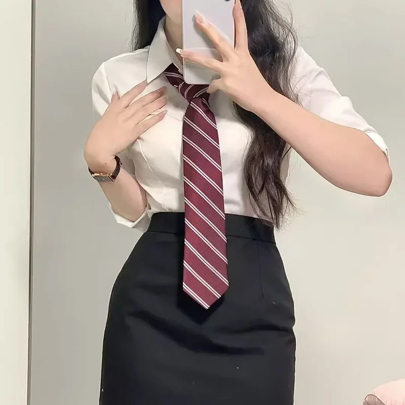 FANAN Preppy نمط قمصان بيضاء المرأة الكورية ضئيلة طويلة الأكمام مكتب قميص السيدات 2025 الربيع زر على الموضة التلبيب بلوزة قصيرة