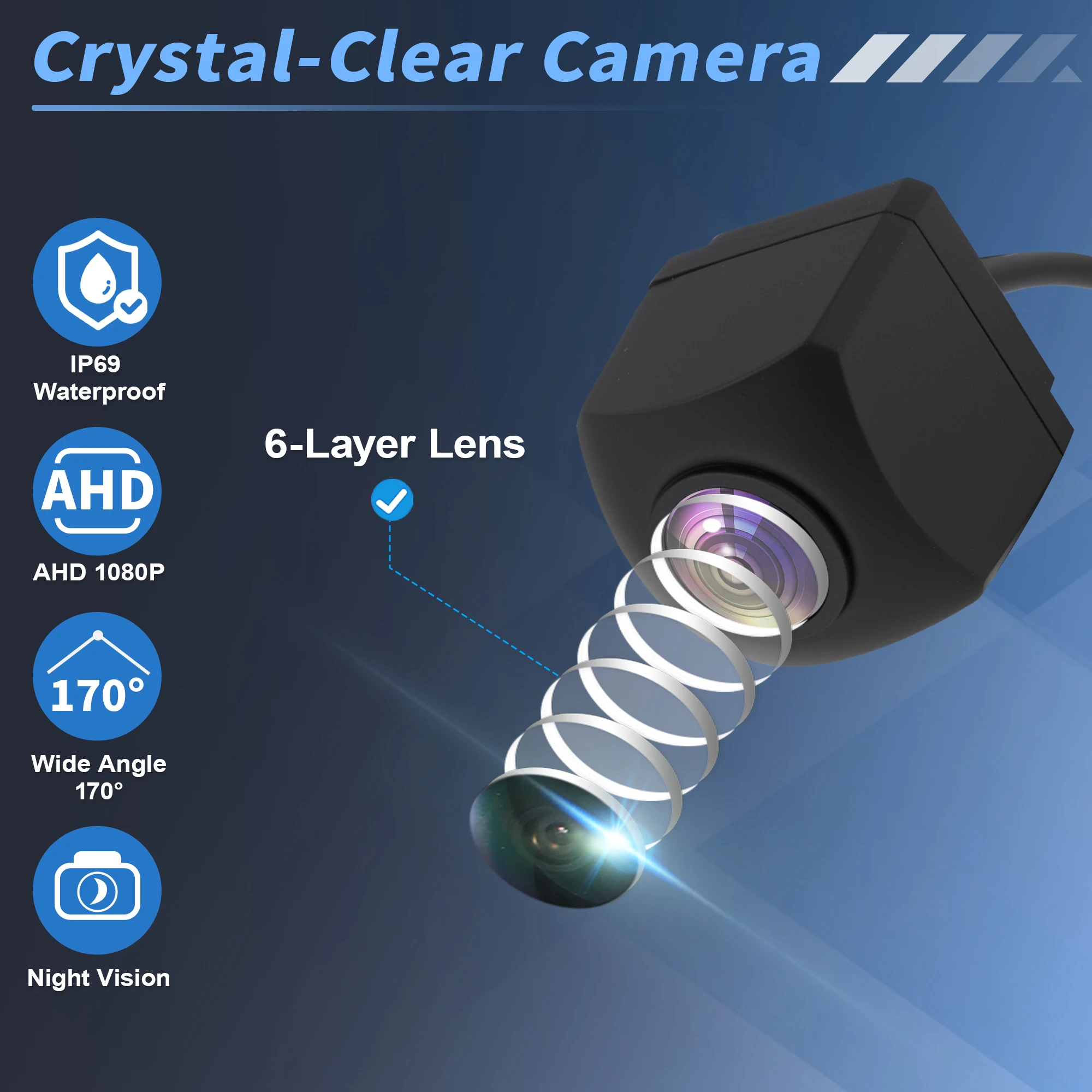 1 Set AHD 1080P Backup Reverse Rear Front View Camera With Bracket Switchable Video Format Night Vision for Car Vehicle Pickup