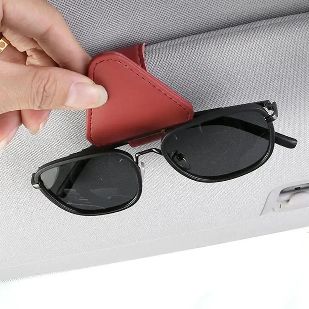 Universal Sun Visor Clip Sunglasses Holder Car Glasses Holder Microsoft Leather Eyeglasses Hanger Ticket Clip Glasses Mount