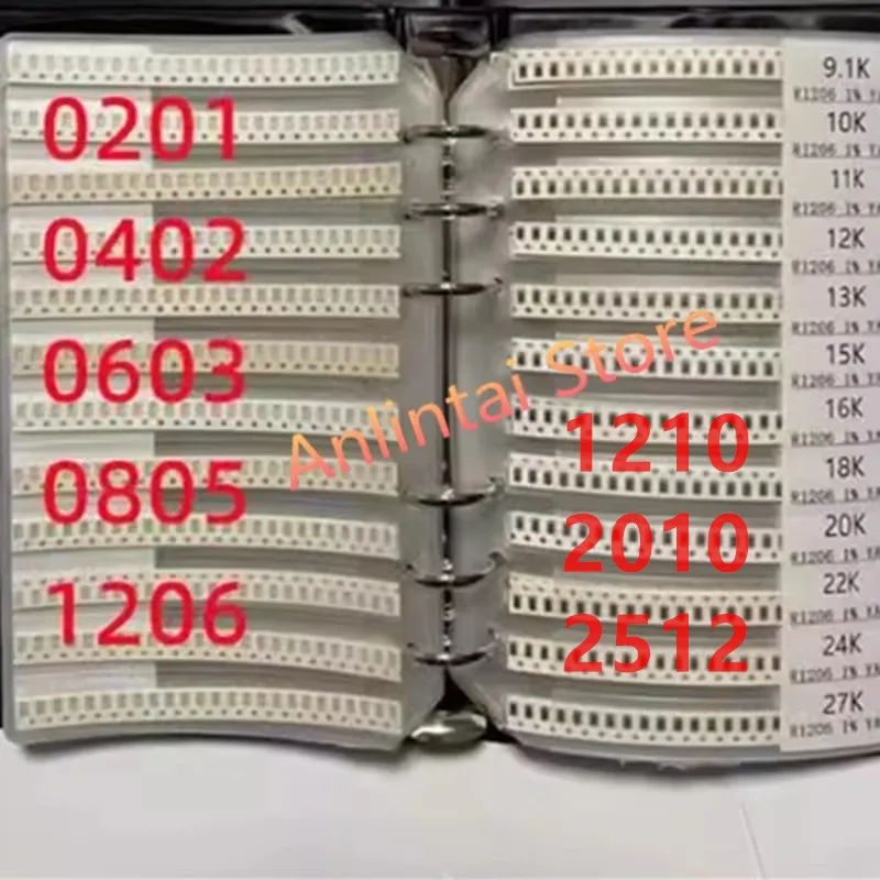 SMD Resistors KIT SMD capacitors kit 0402 0603 1206 0201 0805 1210 2010 1% 170 Values 400 Values 0R-10M ferrite bead sample book