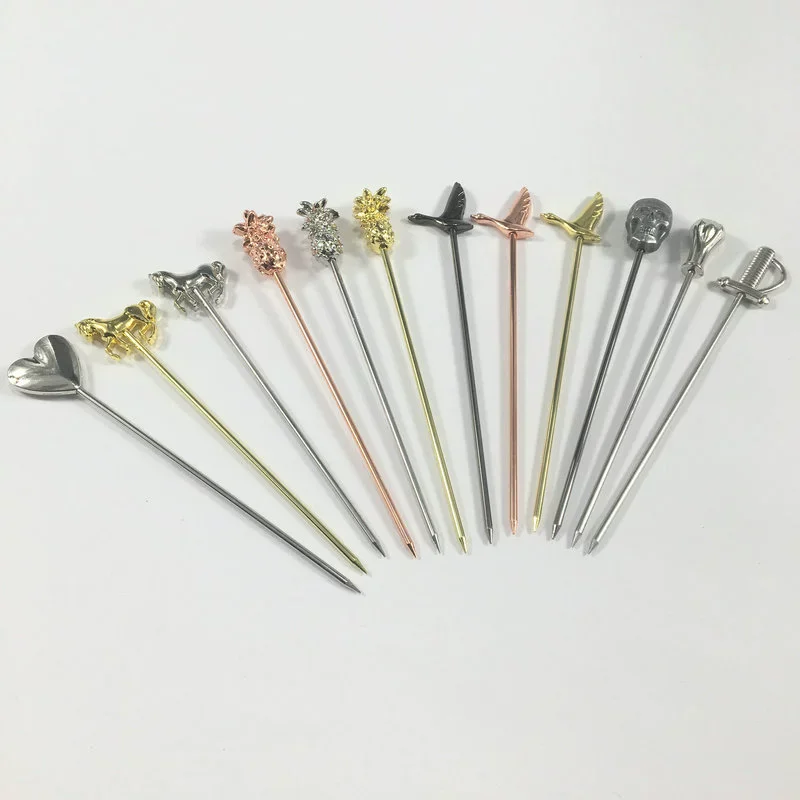 Picture 3: 1Piece Fruit Cocktail Pick Stick Bar Tools Drink Stirring Sticks Martini Picks Party Wedding Accessories Bar Set