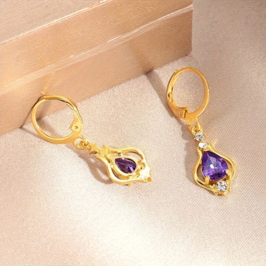 A pair of elegant and noble purple earrings as a lady's birthday gift of exquisite jewelry