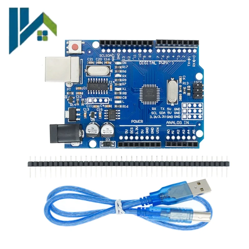 Improved UNO R3 Development Board CH340G ATmega328P‑AU Microcontroller Module Free USB Cable + Pin Header For DIY Electronic Pro