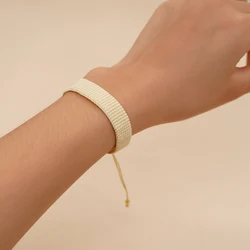 1pc Charming Simple Style Handmade Adjustable Bracelet Seven Layer Beige Miyuki Bead Braided Bracelet