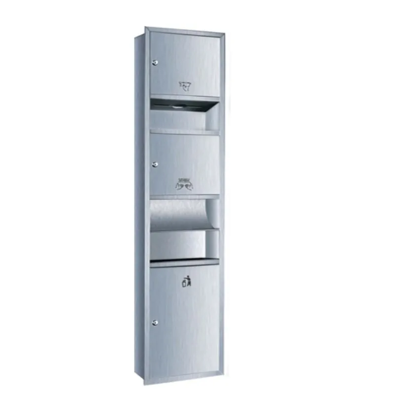 S304 stainless steel 3-in-1 wipe paper box embedded in wall type with dryer trash can drawer box all-in-one machine