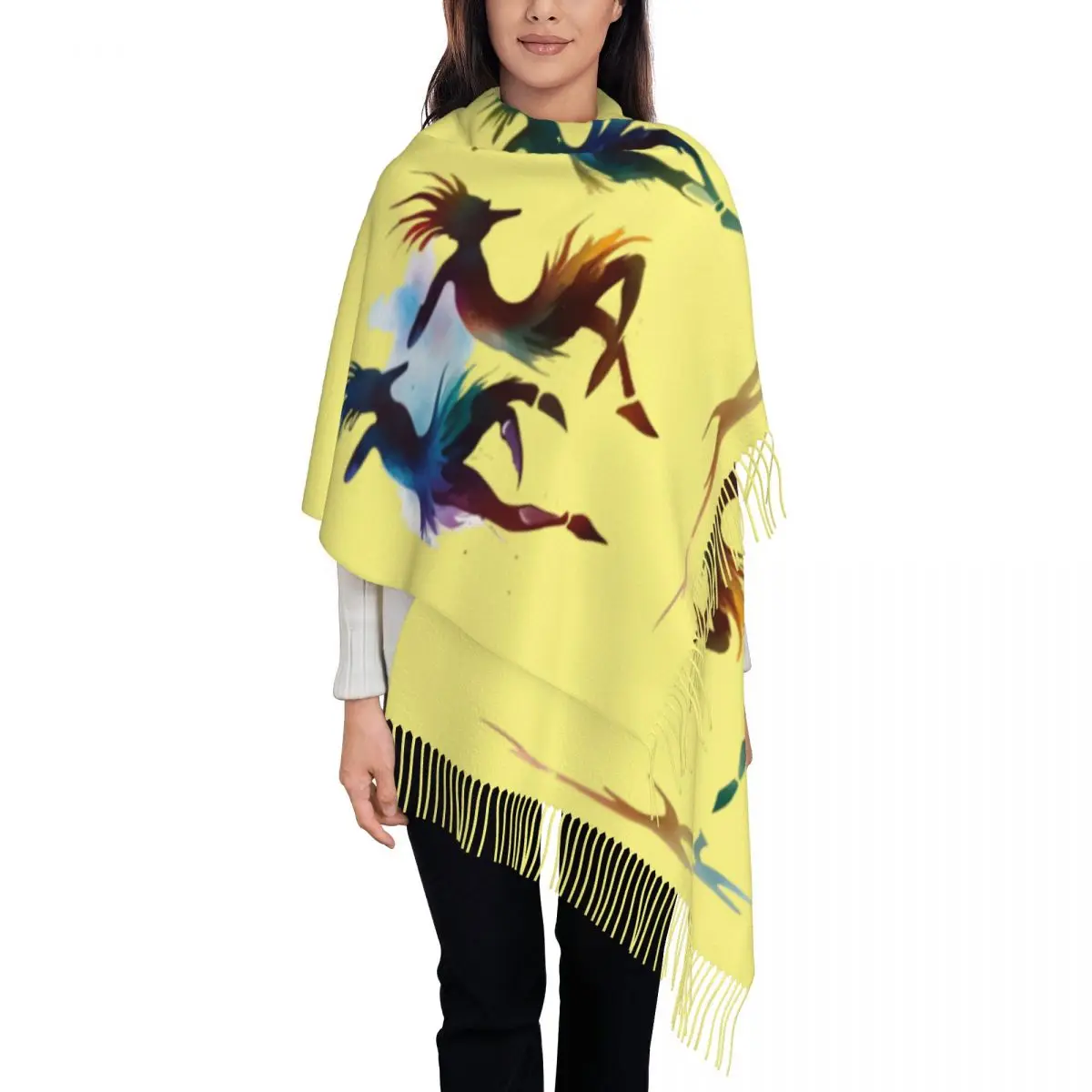 Изготовленный на заказ африканский племенный шарф с кисточками Kokopelli, женский мягкий платок, женские зимне-осенние шарфы