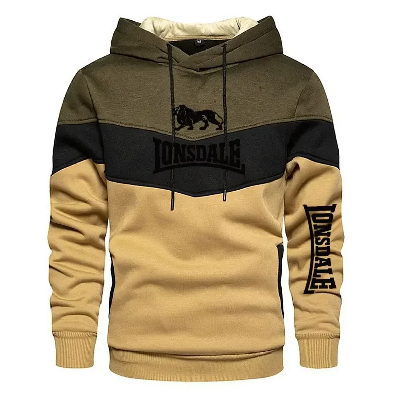 2024 Felpa con cappuccio termica patchwork da uomo Abbigliamento sportivo casual Nero Autunno Inverno Outdoor Streetwear Moda