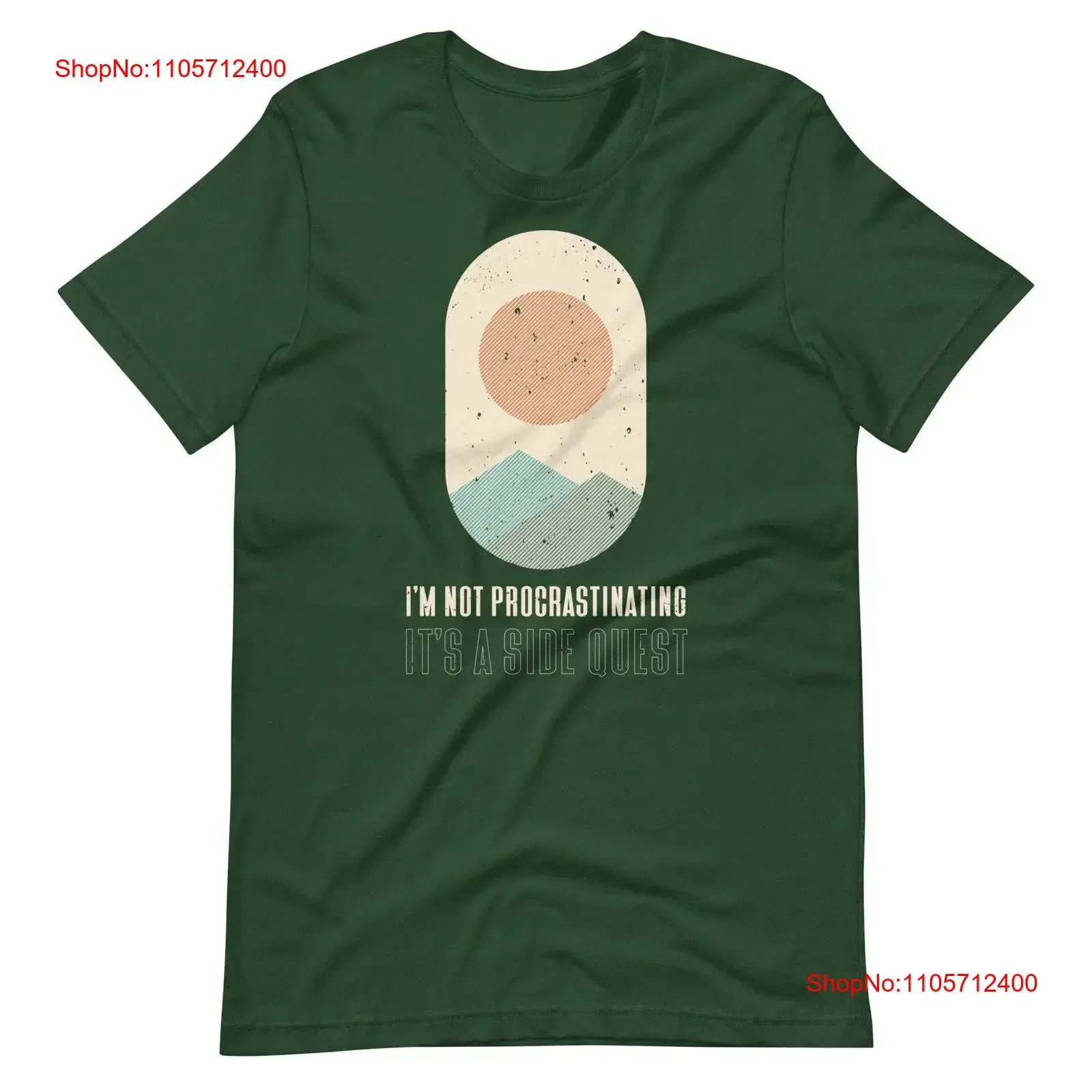 Side Quest I'm Not Procrastinating It's A Soft Bella Canvas T Shirt Explore Mountains Sun Midcentury Modern Design vintage