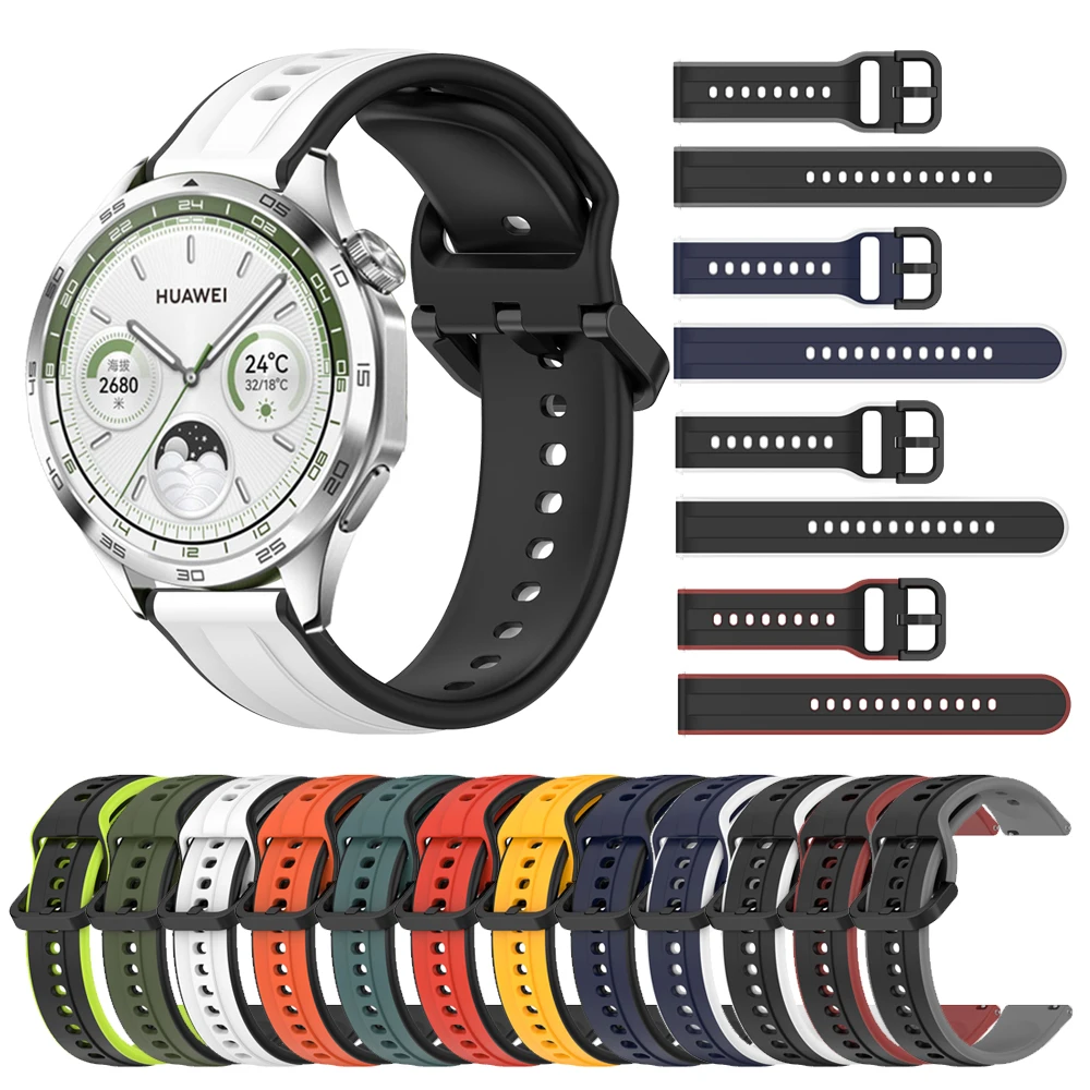 Pulseira de Silicone para Relógio HUAWEI, Pulseira, Pulseira para GT4, 3, 2 Pro, Pulseira Corredor, Relógio 3, 4, 3 Pro, Botões, Cinto, Exterior, 20mm, 22mm