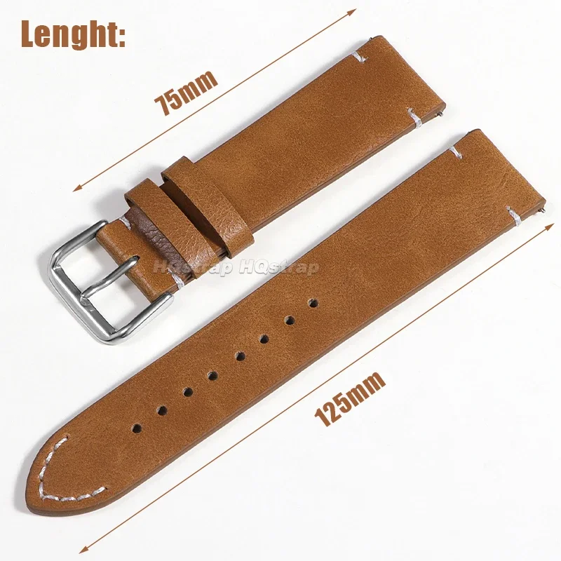 Genuine Leather Strap 18mm 20mm 22mm 24mm Vintage Cowhide Watch Band Retro Soft Sport Universal Bracelet Quick Release Wristband