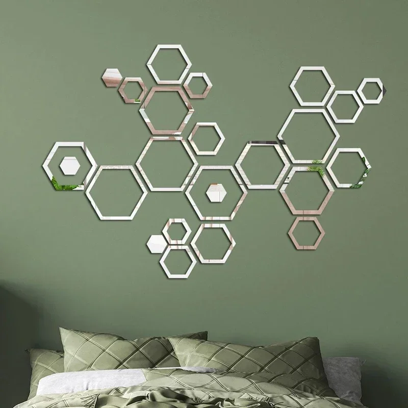 

24pcs 3D Wall Sticker Hollow Hexagonal Mirror DIY Honeycomb Decoration Self Adhesive Paper Waterproof Home Living Room Bedroom
