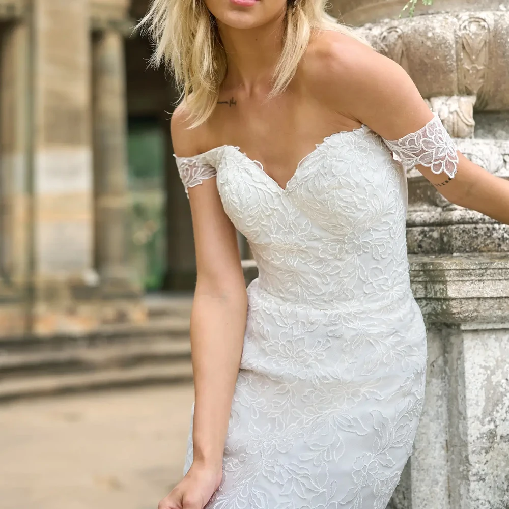 Русалка с открытыми плечами Свадебные платья без рукавов Аппликация на шнуровке Свадебные платья для взрослых Индивидуальные иллюзии с открытой спиной Vestidos De Novia