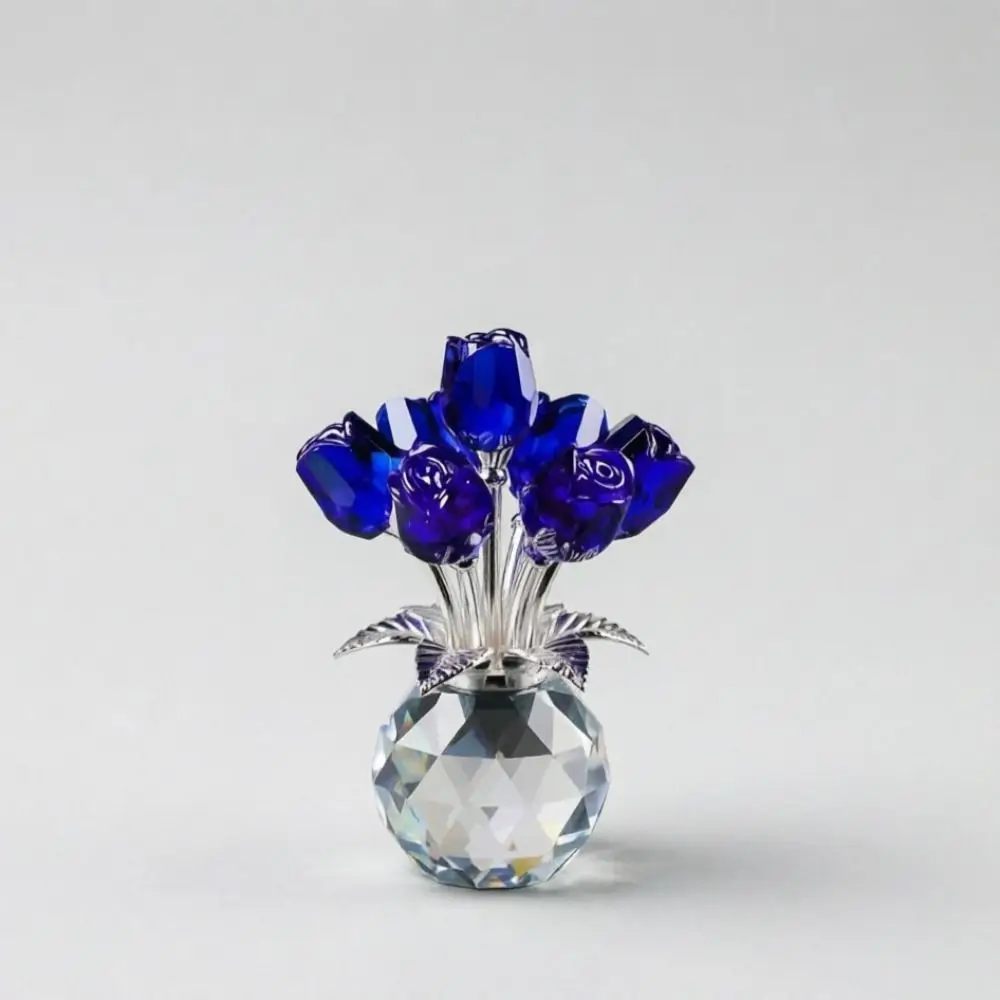 Handmade Crystal Rose Bouquet Eternal Bloom Simulated Flowers Eternal Rose Decoration Gift High Transparence