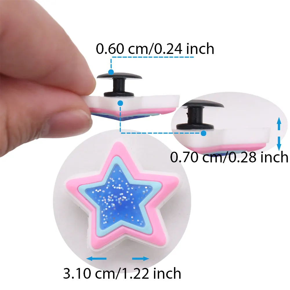 New Arrival 1pcs Shoe Charms Pink Star Earphone Camera Tower Accessories PVC Sandals Button Decorations For Birthday Present