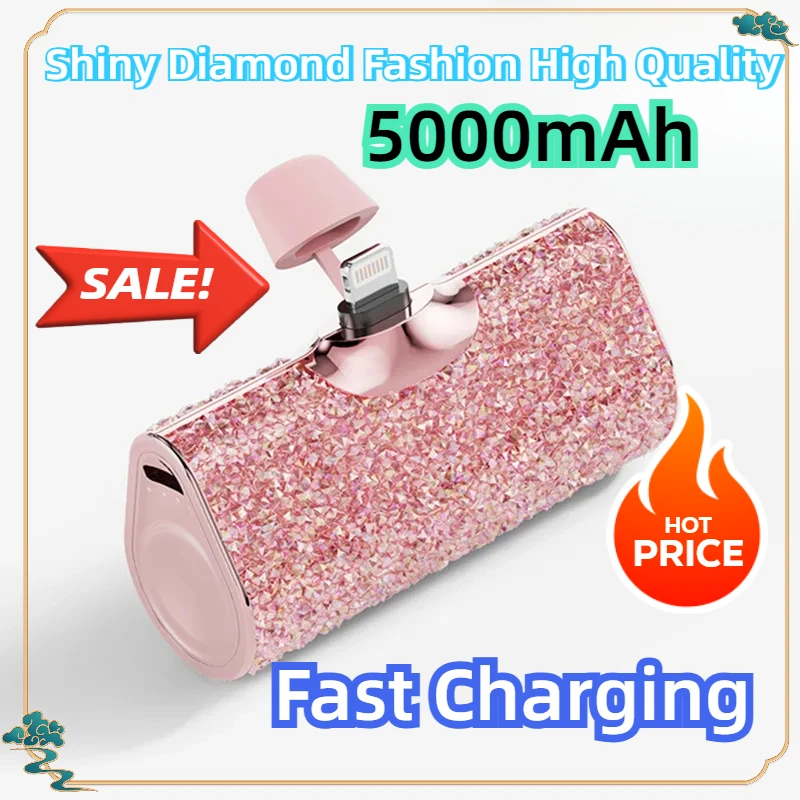 Portable Charger Mobile Power Bank Power Banks Fast Charging Power Bank Shiny Diamond Fashion High Quality 5000mAh