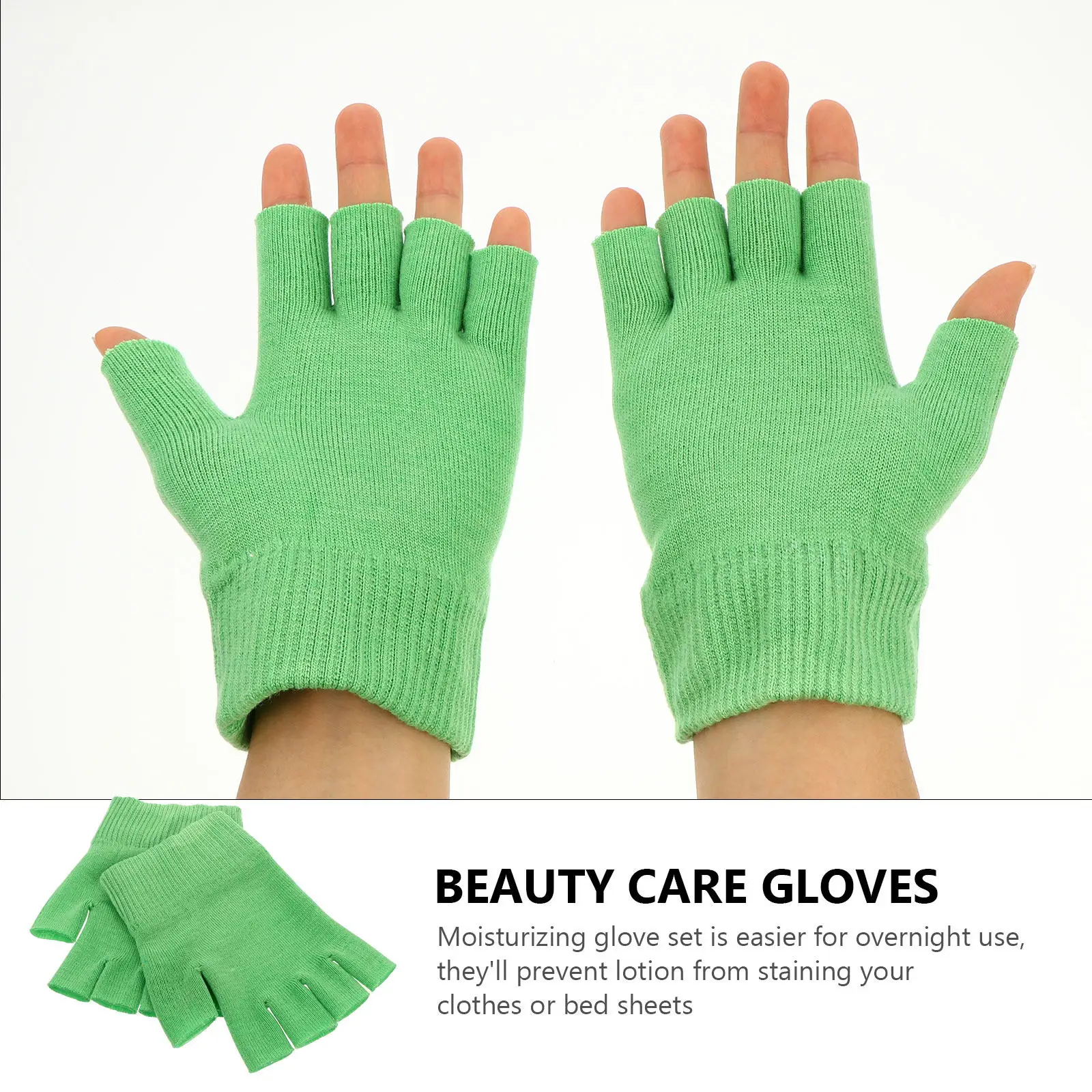 2Pairs Moisturizing Gel Gloves Fingerless Hand Care Gloves Night Use Soft Lightweight Spa Therapy for Dry Wrinkled Skin