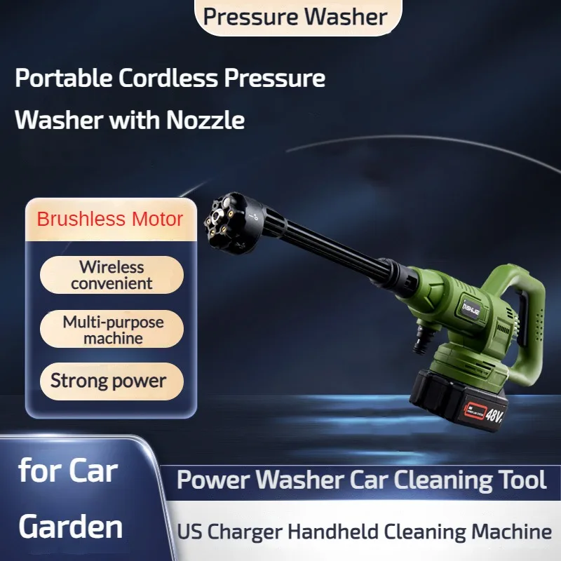 

Portable Cordless Pressure Washer with Nozzle Handheld Portable 24VF Sturdy Cleaning Machine for Garden Wall Floor Car Washing