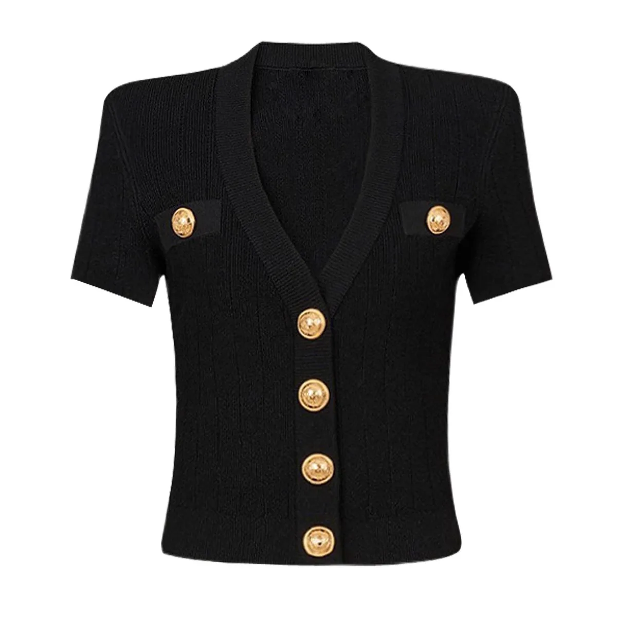 

ALPHALMODA 2025 Summer, New In, Women's Knit Cardigan, Fashionable, Classic, Short-sleeved, Sweater, T-shirt, Top, Slim Fit
