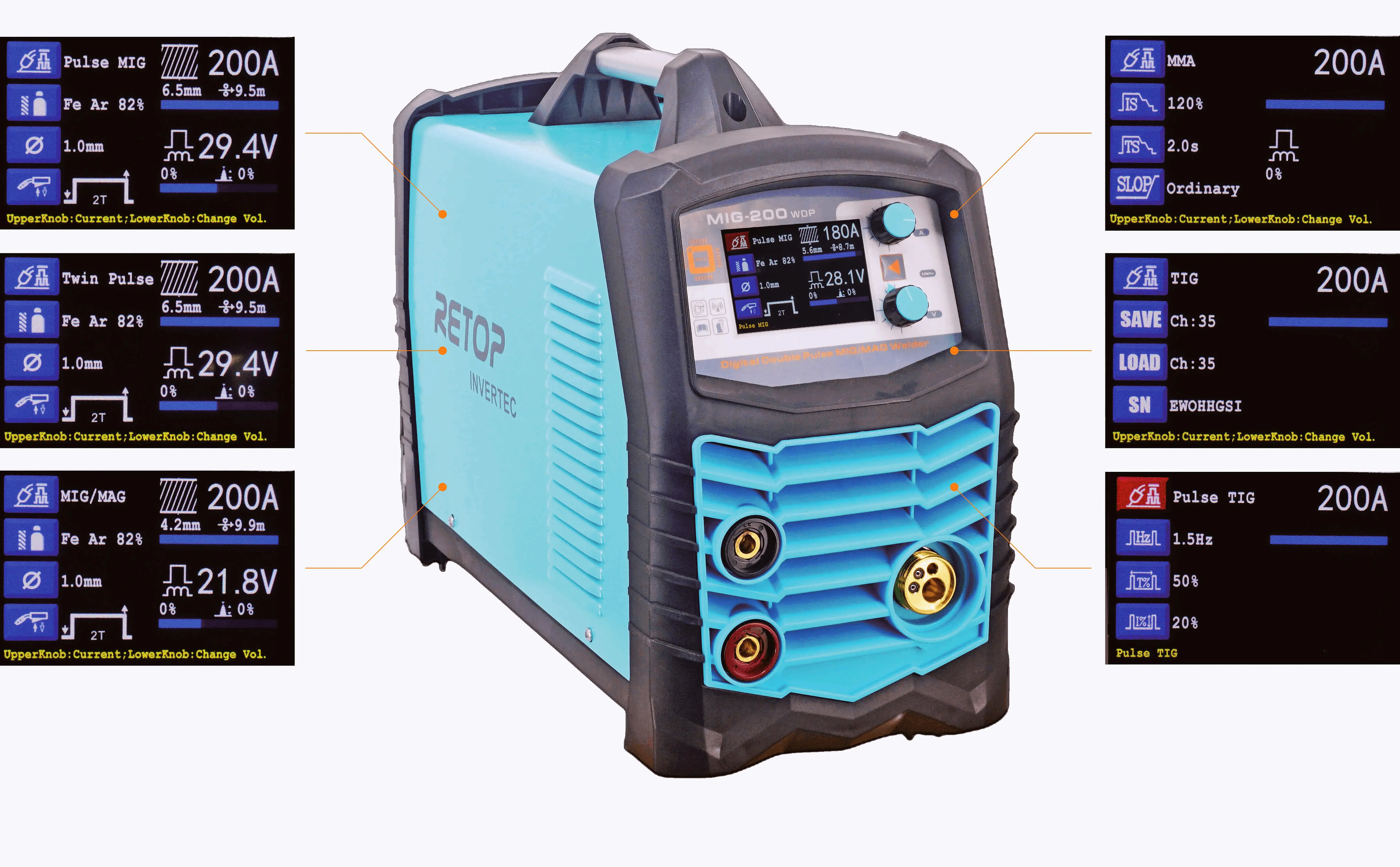 MIG-2000PI Por Dual Pulse 6 in 1 Welding hine with LED Display Screen MCU Control for Aluminum Welding