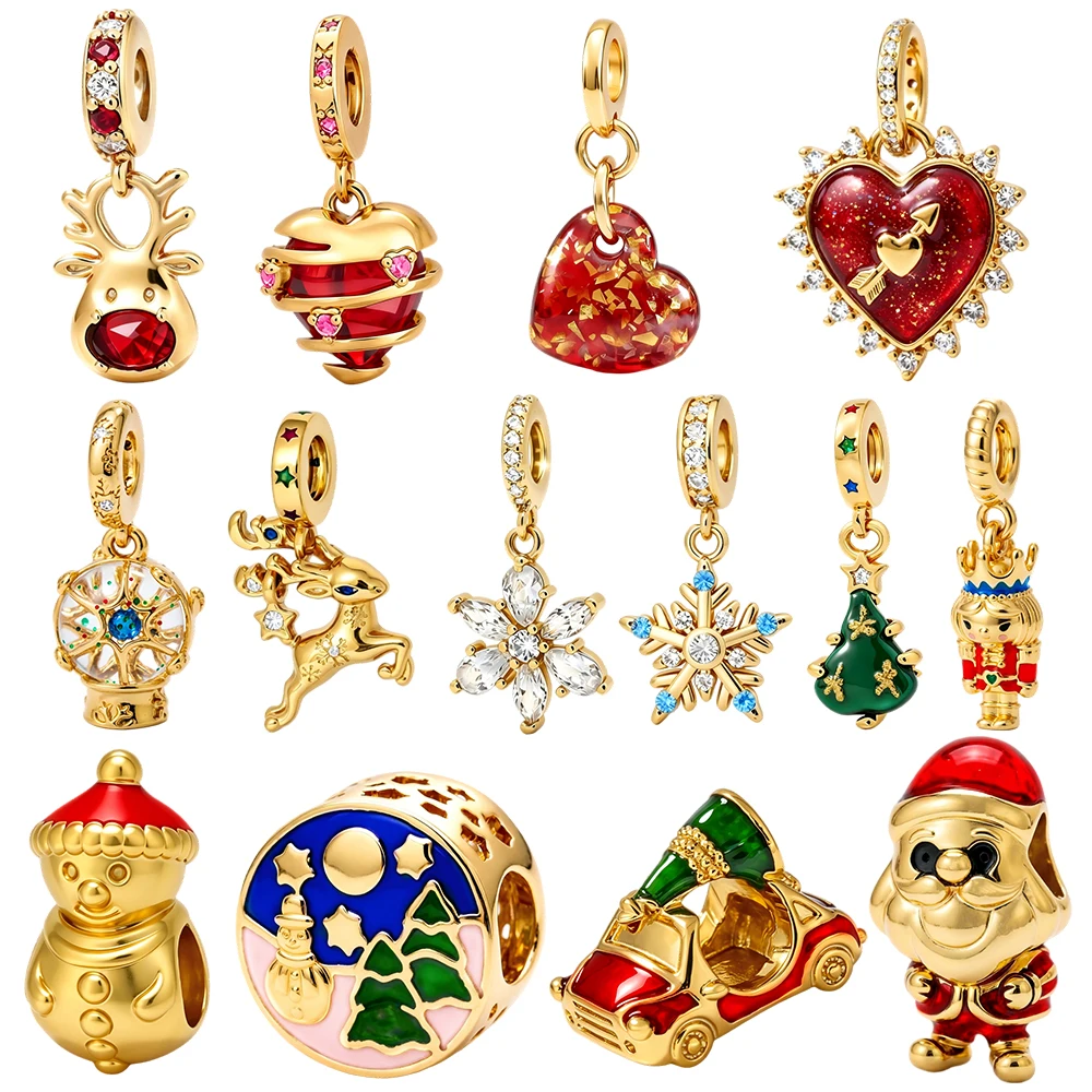 Rose Heart Love Cube Key Infinity Gold CZ Original Charm Silver Plated Beads Fit Bracelets Bag Keychain Diy Women Gift Accessory