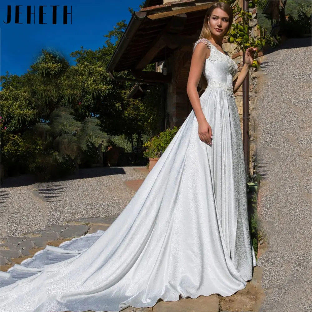 JEHETH Elegante A Linha De Cetim Vestido De Noiva Simples Cap Mangas Sem Mangas Vestidos De Noiva Backless Custom Made 2024 vestidos de festaJEHETH Elegante A Linha De Cetim Vestido De Noiva Simples Cap Mangas Sem Mang