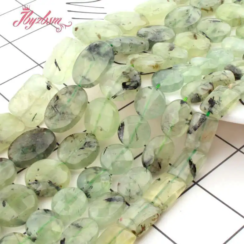 Coin Oval Freefrom Green Prehnite Stone Loose Beads for DIY Accessories Necklace Bracelat Charms Jewelry Making Strand 15